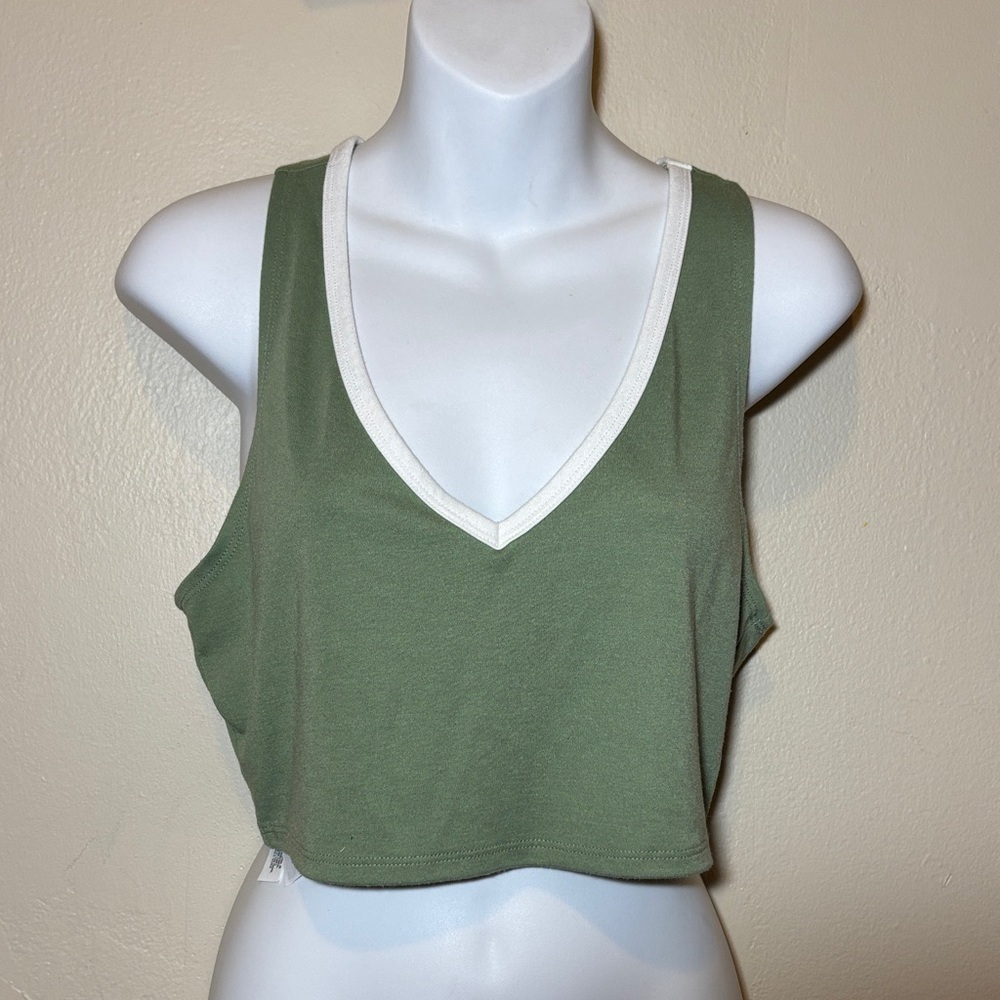 Forever 21 Sage Green V-Neck Crop Top